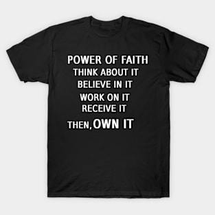 Power of Faith Illustration on Black Background T-Shirt